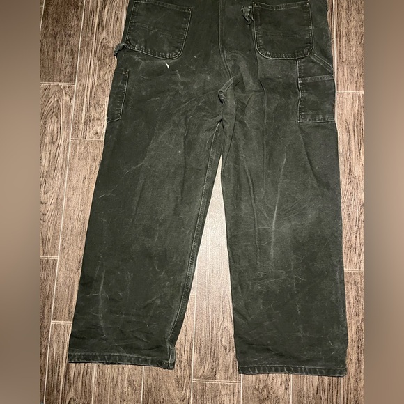 VTG Carhartt Double Knee Duck Canvas Bib Overalls R06 MOS Mens 42x32 Green - Picture 6 of 10